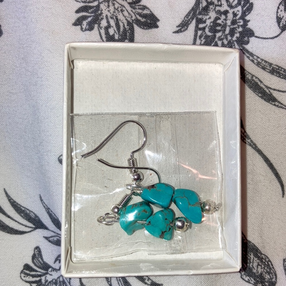 Turquoise Beaded Dangling Earrings